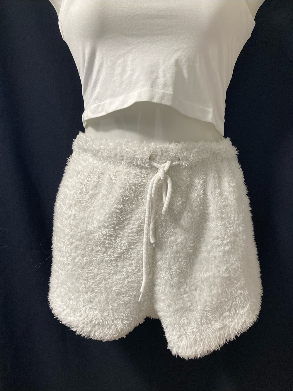 Ardene Cozy Fuzzy Plush Lounge Shorts White Size Large Soft Girl Y2K